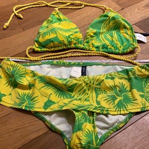 Ralph Lauren green yellow floral bikini. Large